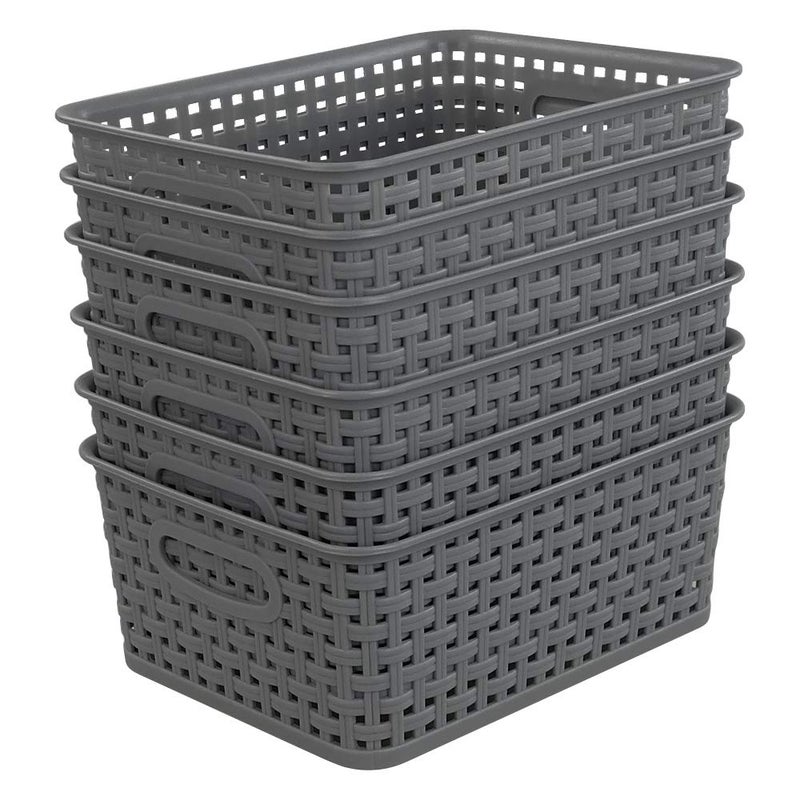 Pekky Grey Plastic Storage Baskets, Classroom Organization Baskets, 6 Packs - Image 1